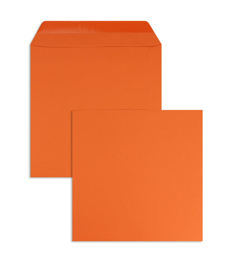 enveloppes colorées orange (nectarine) 190 x 190 mm | 120 g/m² offset | sans fenêtre | fermeture gommée | rabat droit | 100 pièces