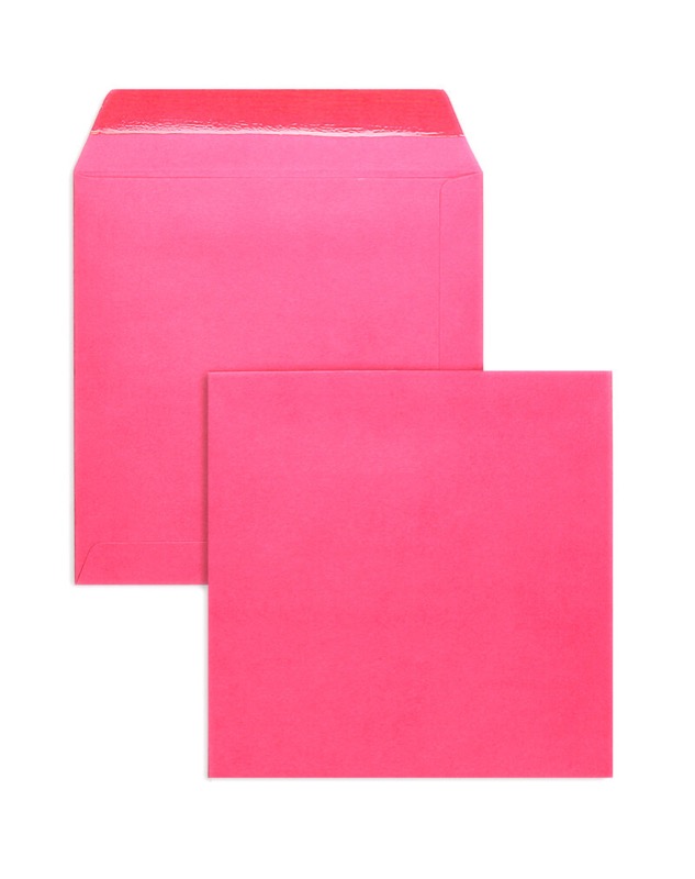enveloppes colorées rose 190 x 190 mm | 120 g/qm offset | sans fenêtre | fermeture gommée | rabat droit | 100 pièces