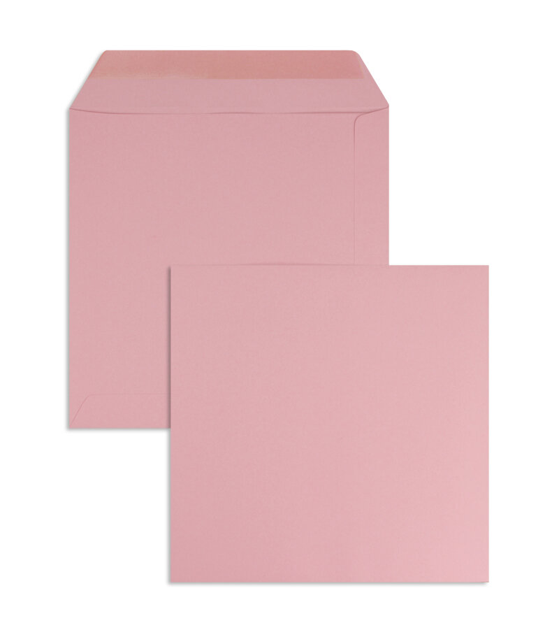 enveloppes colorées rose (rose épais) 190 x 190 mm | 120 g/m² offset | sans fenêtre | fermeture gommée | rabat droit | 100 pièces