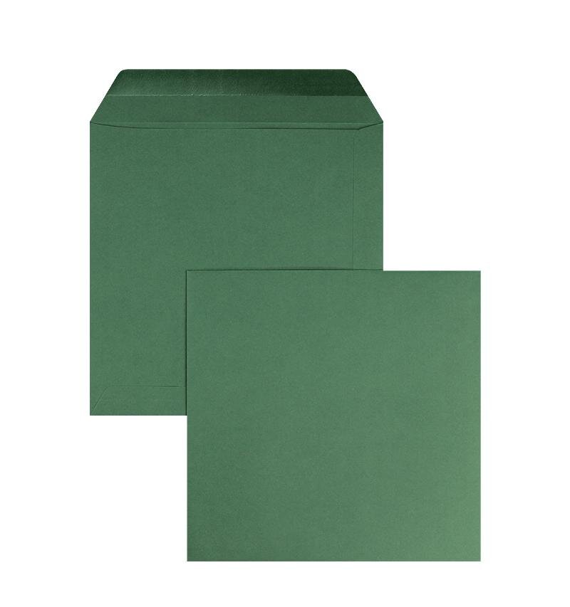 enveloppes colorées vert (vert sapin) 190 x 190 mm | 120 g/m² offset | sans fenêtre | fermeture gommée | rabat droit | 100 pièces