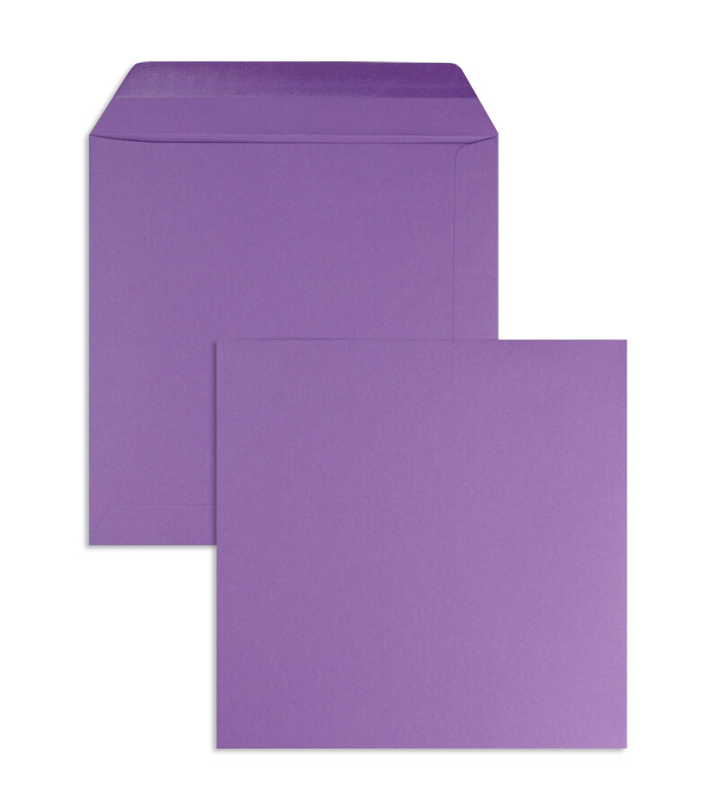 enveloppes colorées violet (violet foncé) 190 x 190 mm | 120 g/m² offset | sans fenêtre | fermeture gommée | rabat droit | 100 pièces