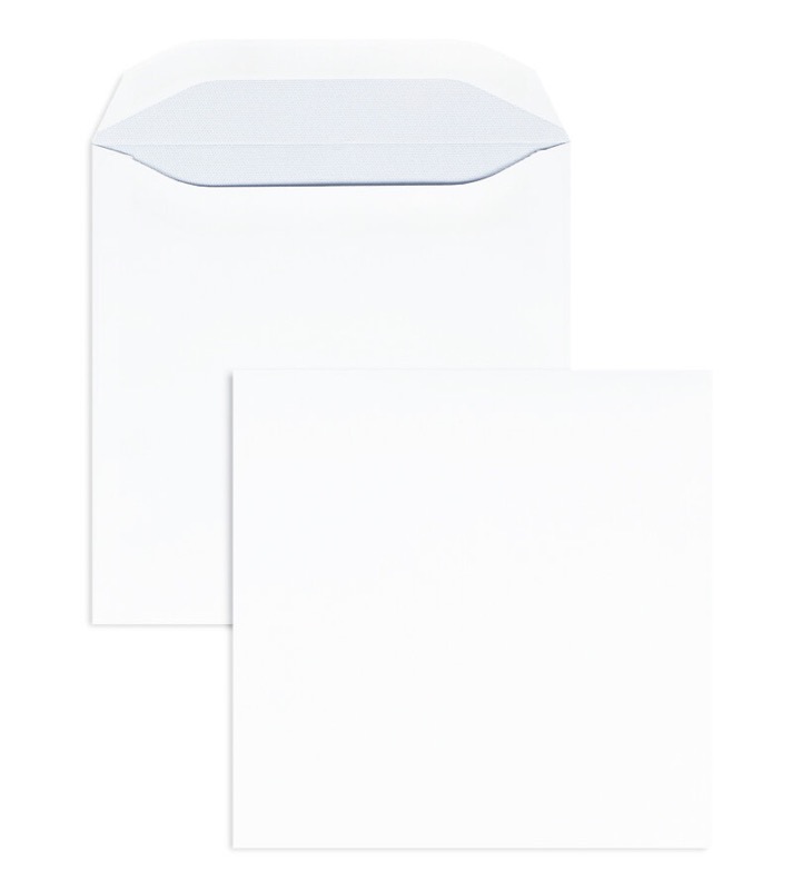 enveloppes blanc 220 x 220 mm | 100 g/m² offset | sans fenêtre | fermeture autocollante | rabat droit | 250 pièces