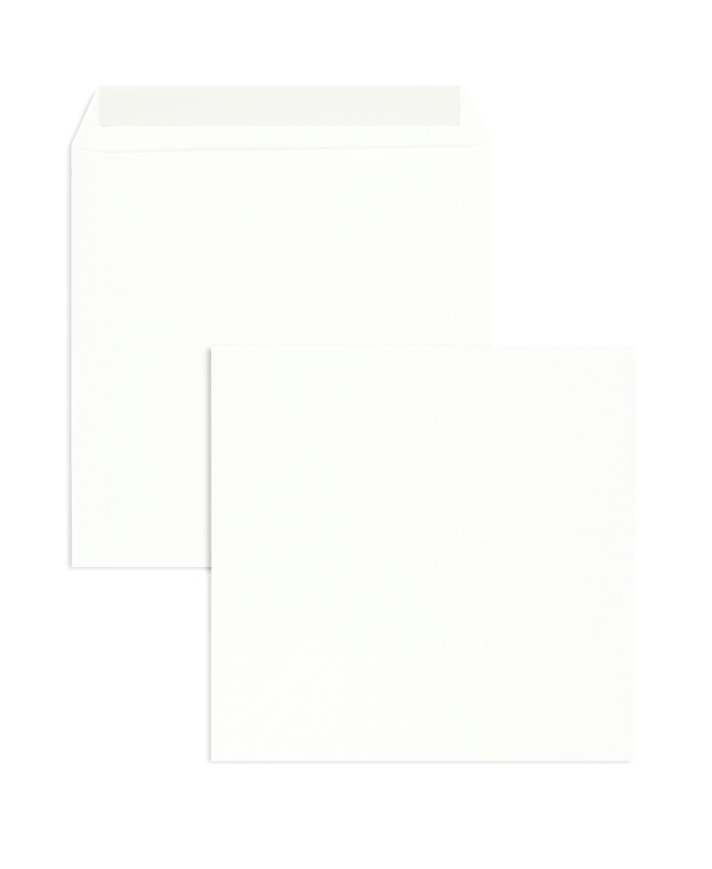 enveloppes blanc (blanc d'hiver) 220 x 220 mm | 120 g/m² offset | sans fenêtre | fermeture adhésive | rabat droit | 250 pièces