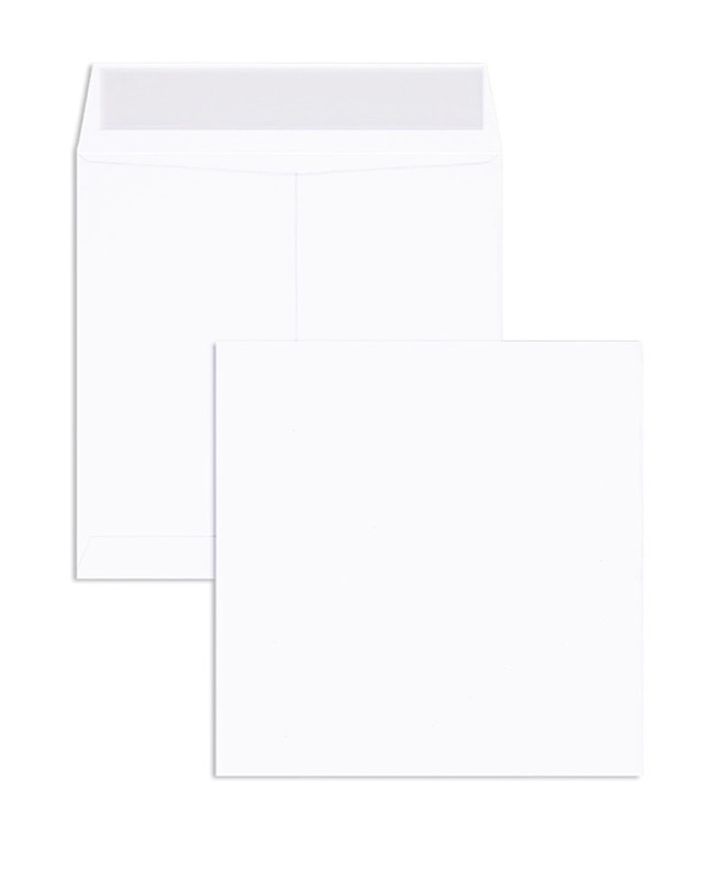 enveloppes blanc (blanc d'hiver) 220 x 220 mm | 210 g/m² offset | sans fenêtre | fermeture adhésive | rabat droit | 250 pièces