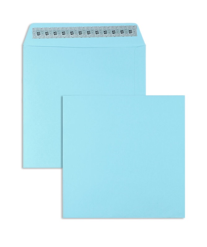 enveloppes colorées bleu (bleu clair) 220 x 220 mm | 120 g/qm colorista | sans fenêtre | fermeture adhésive | rabat droit | 50 pièces