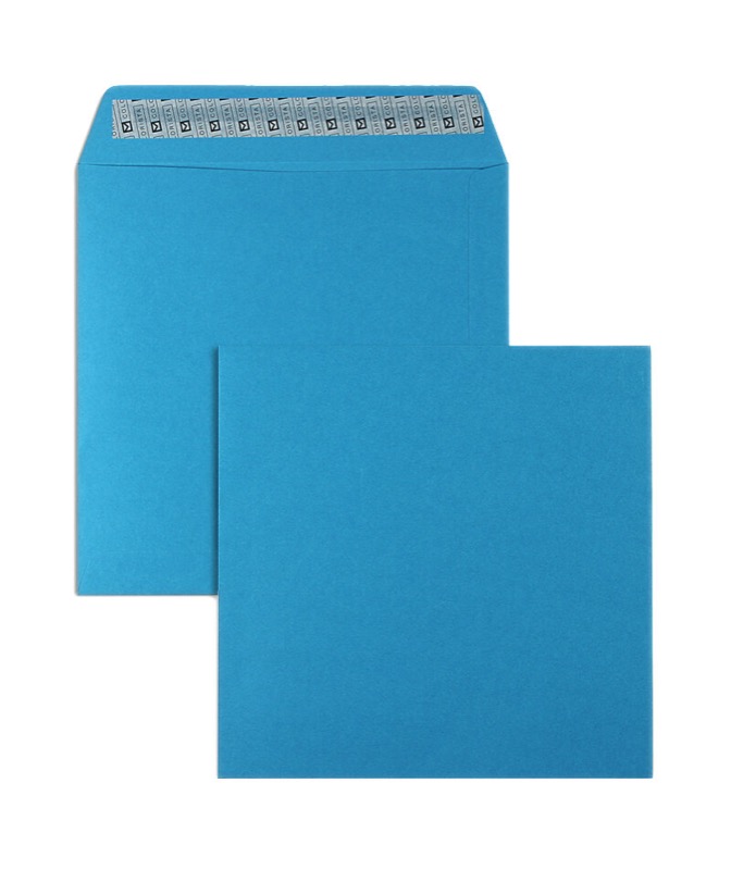 enveloppes colorées bleu (bleu roi) 220 x 220 mm | 120 g/qm colorista | sans fenêtre | fermeture adhésive | rabat droit | 50 pièces
