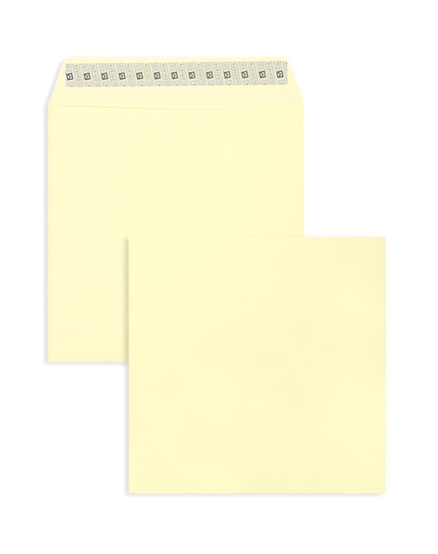 enveloppes colorées crème (crème jaunâtre) 220 x 220 mm | 130 g/qm colorista | sans fenêtre | fermeture adhésive | rabat droit | 50 pièces