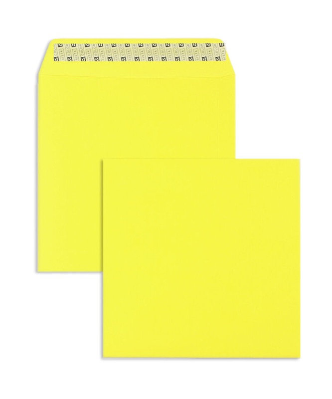 enveloppes colorées jaune 220 x 220 mm | 120 g/m² colorista | sans fenêtre | fermeture adhésive | rabat droit | 50 pièces