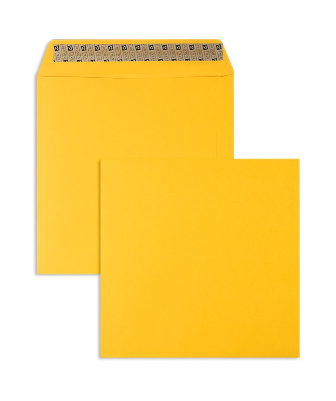 enveloppes colorées jaune (jaune d'or) 220 x 220 mm | 120 g/qm colorista | sans fenêtre | fermeture adhésive | rabat droit | 50 pièces