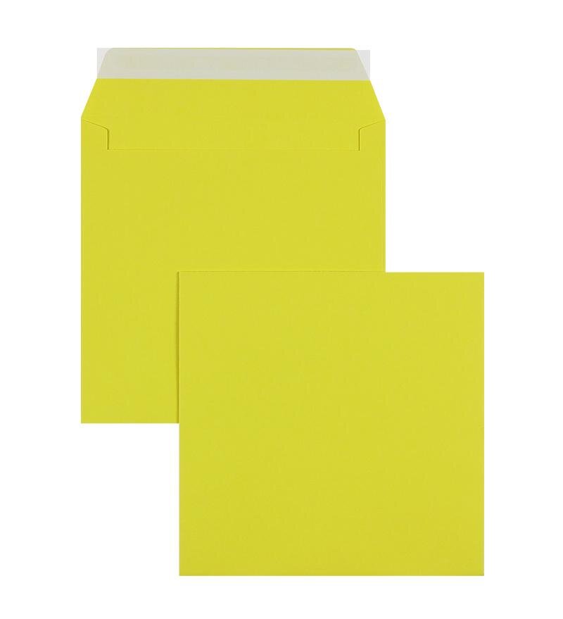 enveloppes colorées jaune (jaune intense) 220 x 220 mm | 120 g/m² offset | sans fenêtre | fermeture adhésive | rabat droit | 100 pièces