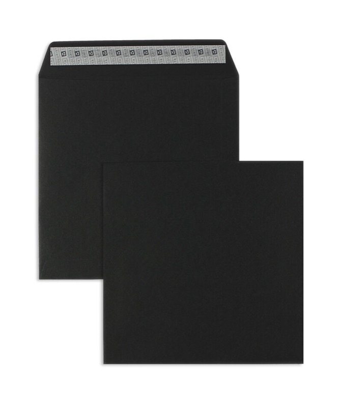 enveloppes colorées noir 220 x 220 mm | 120 g/qm colorista | sans fenêtre | fermeture adhésive | rabat droit | 50 pièces