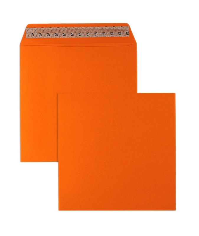 enveloppes colorées orange 220 x 220 mm | 120 g/qm colorista | sans fenêtre | fermeture adhésive | rabat droit | 50 pièces