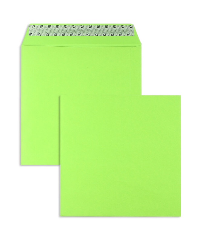 enveloppes colorées vert 220 x 220 mm | 120 g/qm colorista | sans fenêtre | fermeture adhésive | rabat droit | 50 pièces
