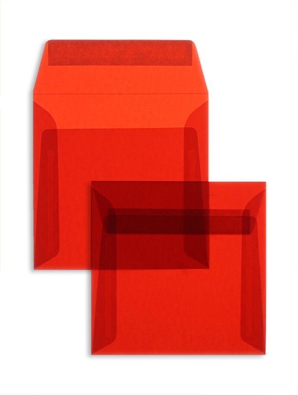 Enveloppes transparentes Rouge (Transparent rouge intense) 220 x 220 mm