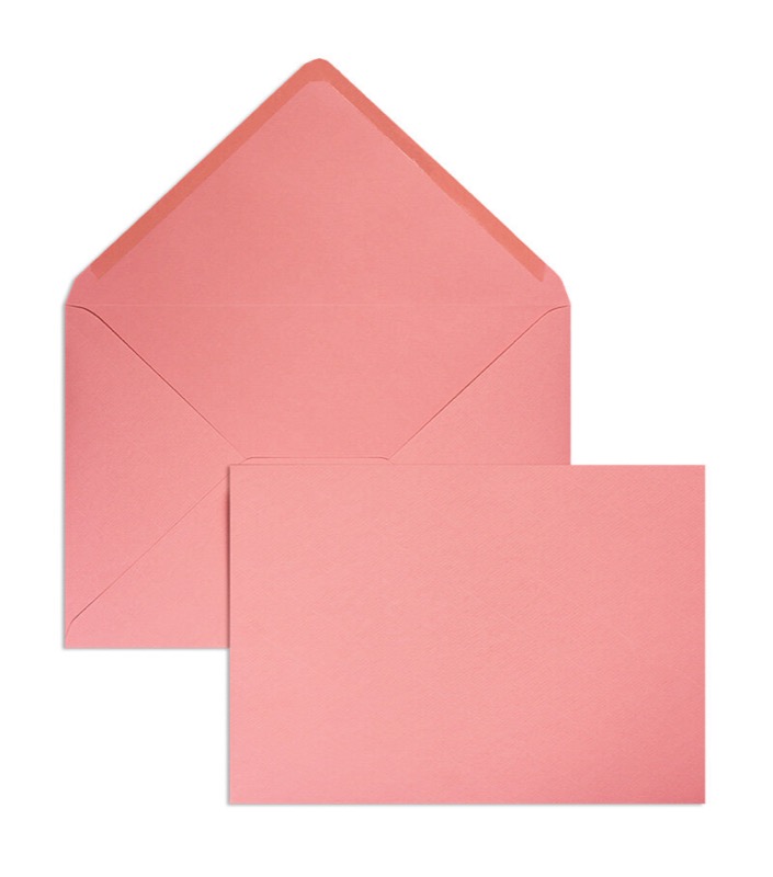 enveloppes colorées rose (corail) 225 x 315 mm (din c4) | 100 g/m² côtelé (paperado) | sans fenêtre | fermeture gommée | rabat pointu | 100 pièces