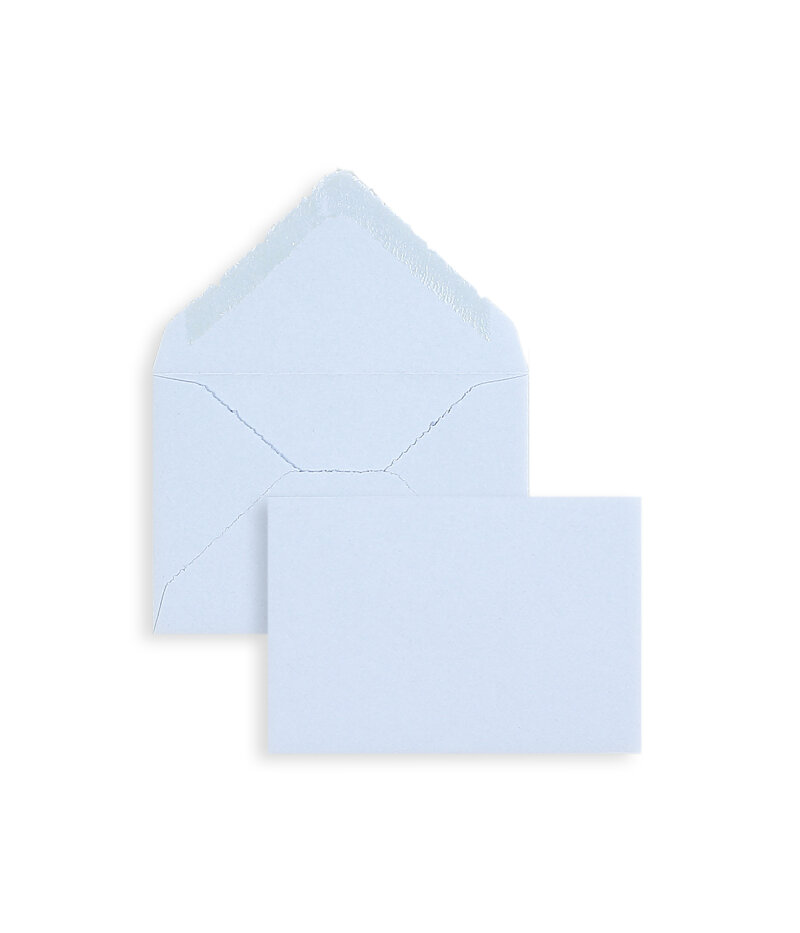 enveloppes colorées bleu (bleu côtelé) 70 x 100 mm | 100 g/m² bord frangeux | sans fenêtre | fermeture gommée | rabat pointu | 100 pièces