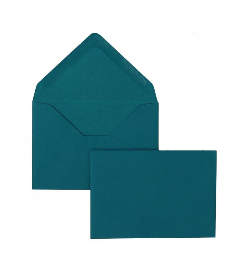 enveloppes colorées bleu (petrol) 70 x 100 mm | 120 g/m² velin | sans fenêtre | fermeture gommée | rabat pointu | 100 pièces