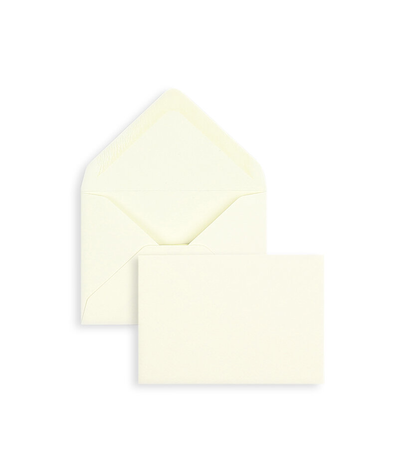 enveloppes colorées crème (blanc crème) 70 x 100 mm | 100 g/m² côtelé | sans fenêtre | fermeture gommée | rabat pointu | 100 pièces