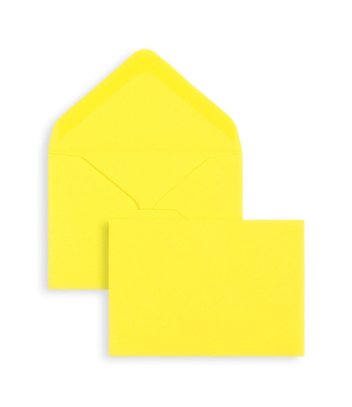 enveloppes colorées jaune (jaune de soleil) 70 x 100 mm | 120 g/m² velin | sans fenêtre | fermeture gommée | rabat pointu | 100 pièces
