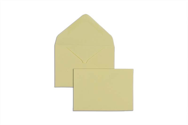enveloppes colorées jaune (jaune pastel) 70 x 100 mm | 120 g/m² velin | sans fenêtre | fermeture gommée | rabat pointu | 100 pièces