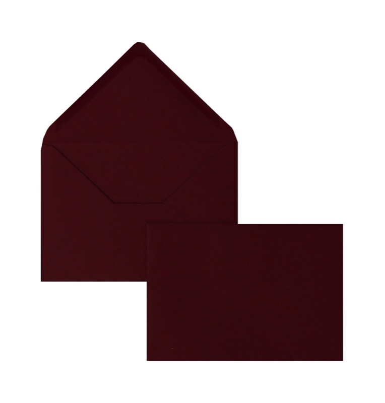 enveloppes colorées rouge (bordeaux) 70 x 100 mm | 120 g/m² velin | sans fenêtre | fermeture gommée | rabat pointu | 100 pièces