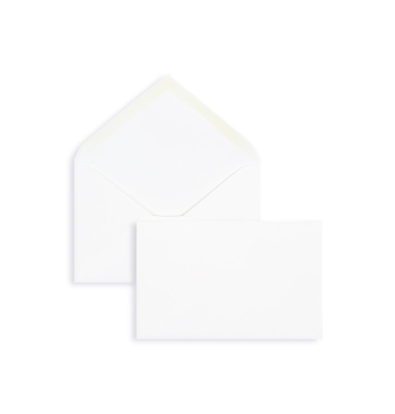 enveloppes blanc 90 x 140 mm | 135 g/m² velin | sans fenêtre | fermeture gommée | rabat pointu | 100 pièces