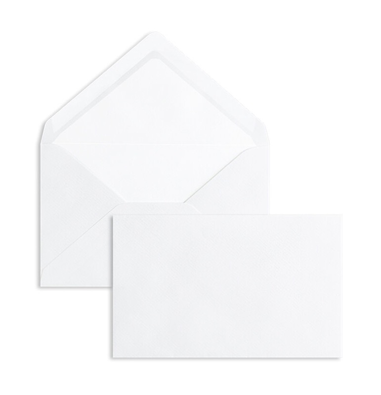 enveloppes blanc (blanc naturel) 90 x 140 mm | 100 g/m² côtelé | sans fenêtre | fermeture gommée | rabat pointu | 100 pièces
