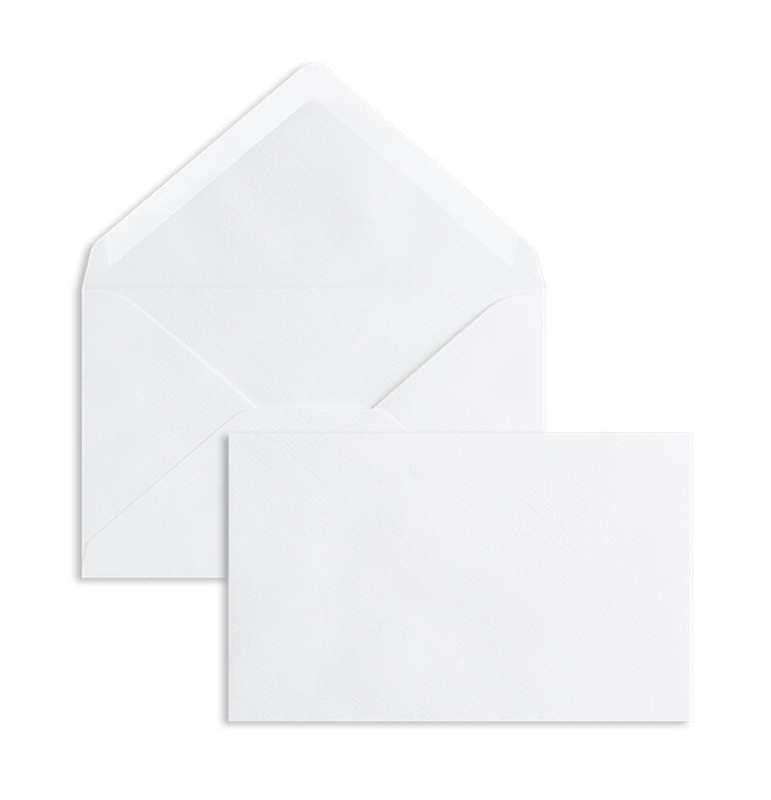 enveloppes blanc (blanc naturel) 90 x 140 mm | 100 g/m² côtelé | sans fenêtre | fermeture gommée | rabat pointu | 100 pièces