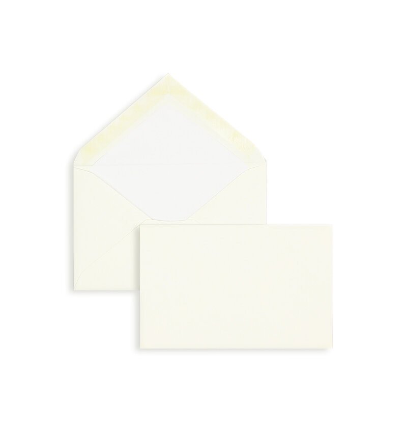 enveloppes blanc (blanc naturel) 90 x 140 mm | 120 g/m² coton | sans fenêtre | fermeture gommée | rabat pointu | 100 pièces