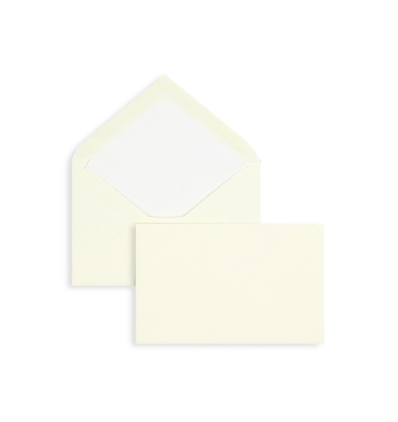 enveloppes colorées crème 90 x 140 mm | 120 g/m² velin | sans fenêtre | fermeture gommée | rabat pointu | 100 pièces