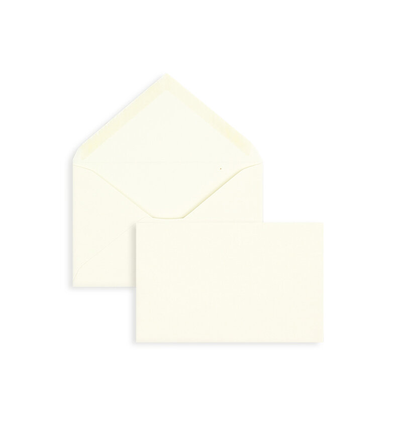 enveloppes colorées crème (blanc crème) 90 x 140 mm | 135 g/m² côtelé | sans fenêtre | fermeture gommée | rabat pointu | 100 pièces