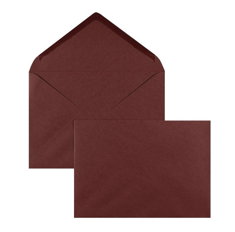 enveloppes colorées rouge (bordeaux) 90 x 140 mm | 120 g/m² offset | sans fenêtre | fermeture gommée | rabat pointu | 100 pièces