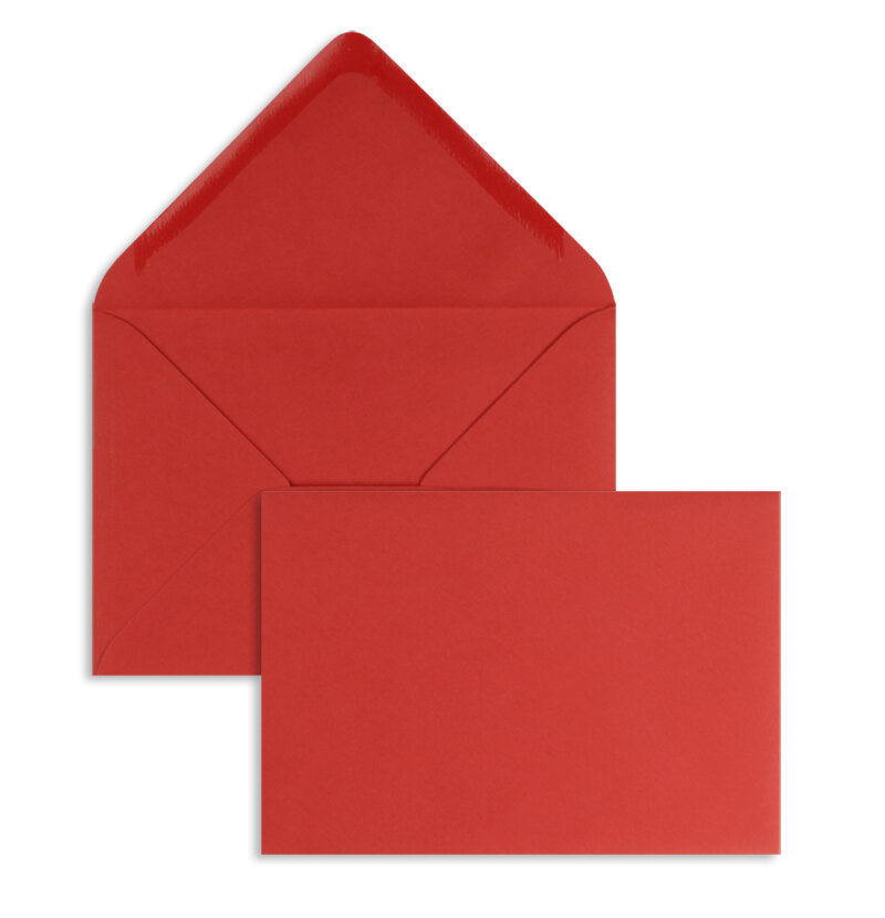 enveloppes colorées rouge (rouge cardinal) 90 x 140 mm | 120 g/m² offset | sans fenêtre | fermeture gommée | rabat pointu | 100 pièces
