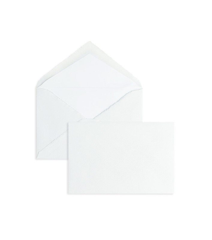 enveloppes blanc (blanc côtelé) 95 x 145 mm | 100 g/m² bord frangeux | sans fenêtre | fermeture gommée | rabat pointu | 100 pièces
