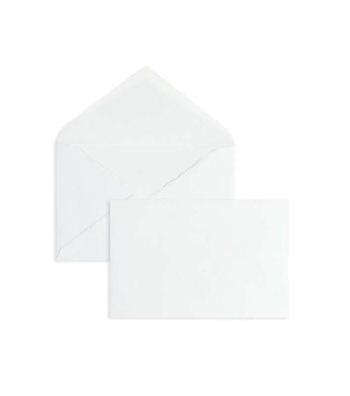 enveloppes blanc (blanc côtelé) 95 x 145 mm | 100 g/m² bord frangeux | sans fenêtre | fermeture gommée | rabat pointu | 100 pièces