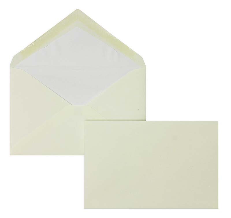 enveloppes blanc (blanc naturel) 95 x 145 mm | 120 g/m² coton | sans fenêtre | fermeture gommée | rabat pointu | 100 pièces