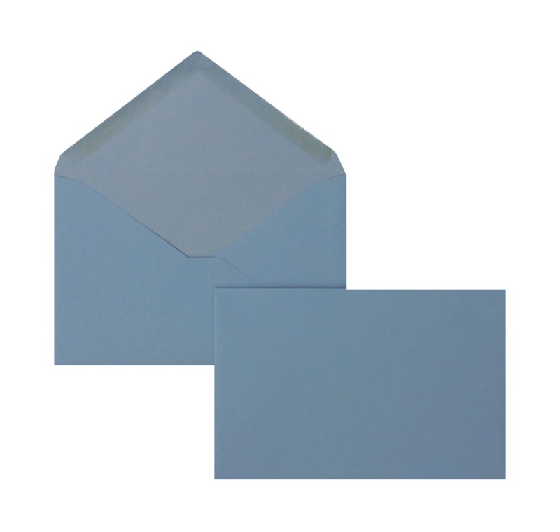 enveloppes colorées bleu 95 x 145 mm | 135 g/m² côtelé | sans fenêtre | fermeture gommée | rabat pointu | 100 pièces