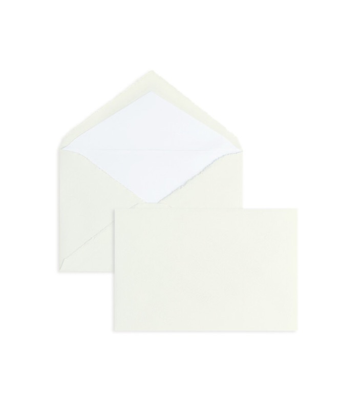 enveloppes colorées crème (crème côtelé) 95 x 145 mm | 100 g/m² bord frangeux | sans fenêtre | fermeture gommée | rabat pointu | 100 pièces