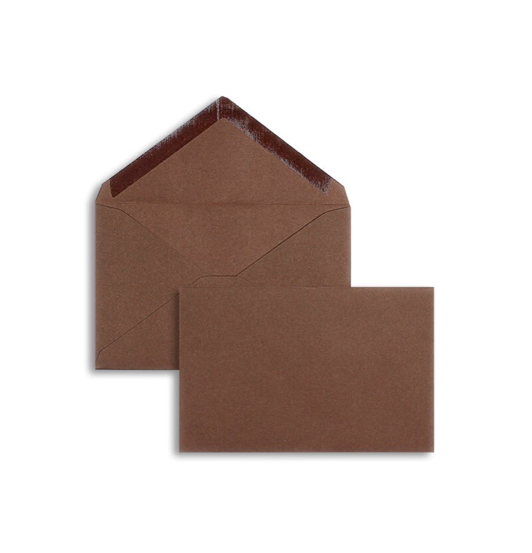 enveloppes colorées marron (marron foncé) 95 x 145 mm | 120 g/m² velin | sans fenêtre | fermeture gommée | rabat pointu | 100 pièces
