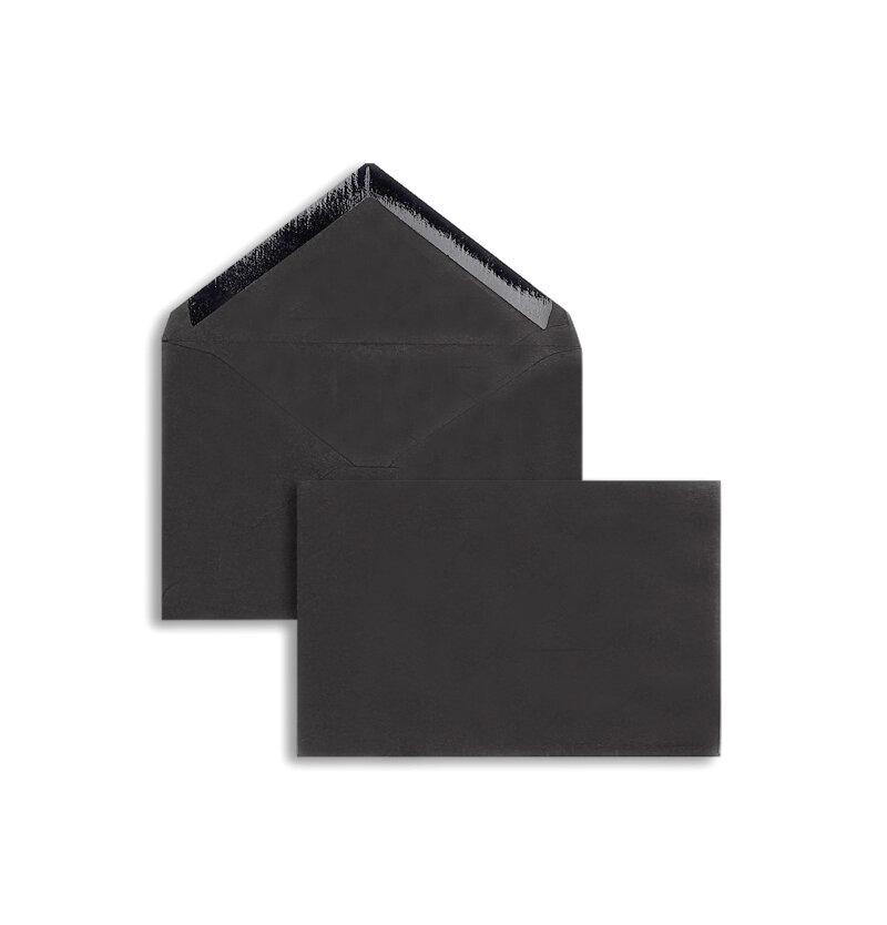 enveloppes colorées noir 95 x 145 mm | 120 g/m² velin | sans fenêtre | fermeture gommée | rabat pointu | 100 pièces