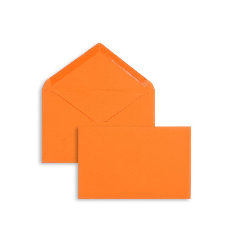 enveloppes colorées orange 95 x 145 mm | 120 g/m² velin | sans fenêtre | fermeture gommée | rabat pointu | 100 pièces