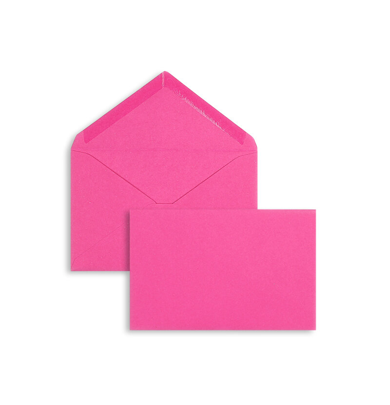enveloppes colorées rose (rose foncé flamant) 95 x 145 mm | 120 g/m² velin | sans fenêtre | fermeture gommée | rabat pointu | 100 pièces