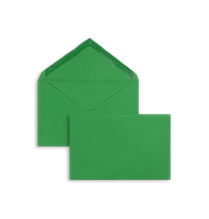 enveloppes colorées vert (vert mousse) 95 x 145 mm | 120 g/m² velin | sans fenêtre | fermeture gommée | rabat pointu | 100 pièces