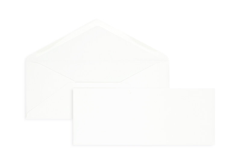 enveloppes blanc 95 x 235 mm | 135 g/m² velin | sans fenêtre | fermeture gommée | rabat pointu | 100 pièces