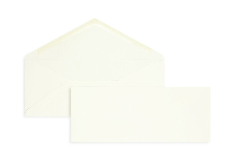 enveloppes blanc (blanc naturel) 95 x 235 mm | 120 g/m² coton | sans fenêtre | fermeture gommée | rabat pointu | 100 pièces