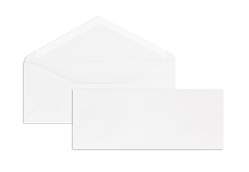 enveloppes blanc (blanc naturel) 95 x 235 mm | 135 g/m² côtelé | sans fenêtre | fermeture gommée | rabat pointu | 100 pièces