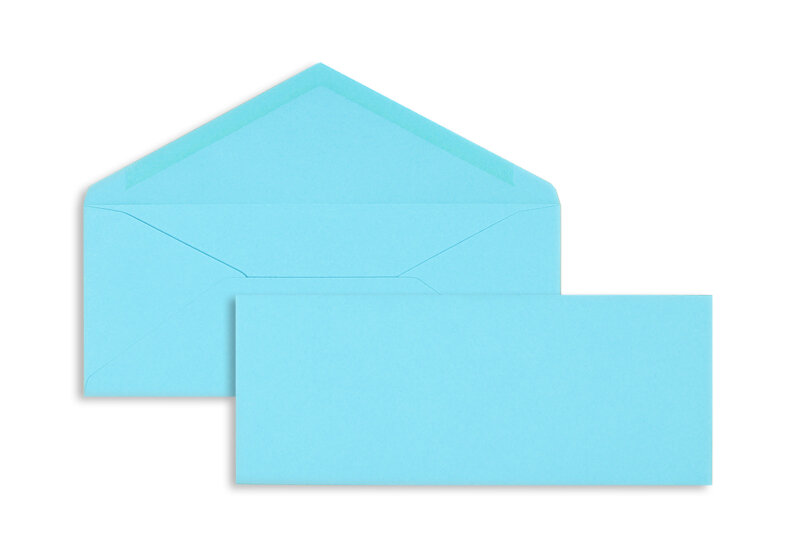 enveloppes colorées bleu (bleu arctique) 95 x 235 mm | 120 g/m² velin | sans fenêtre | fermeture gommée | rabat pointu | 100 pièces