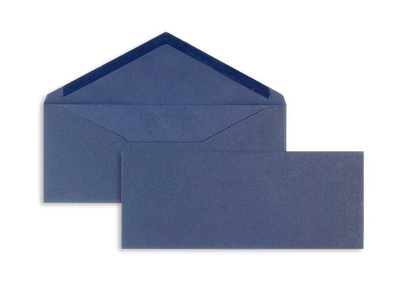 enveloppes colorées bleu (bleu foncé) 95 x 235 mm | 120 g/m² velin | sans fenêtre | fermeture gommée | rabat pointu | 100 pièces