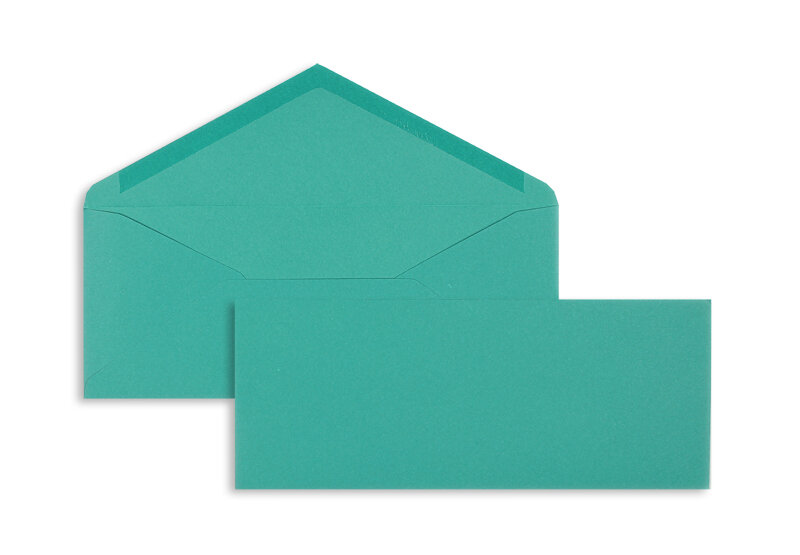 enveloppes colorées bleu (petrol) 95 x 235 mm | 120 g/m² velin | sans fenêtre | fermeture gommée | rabat pointu | 100 pièces