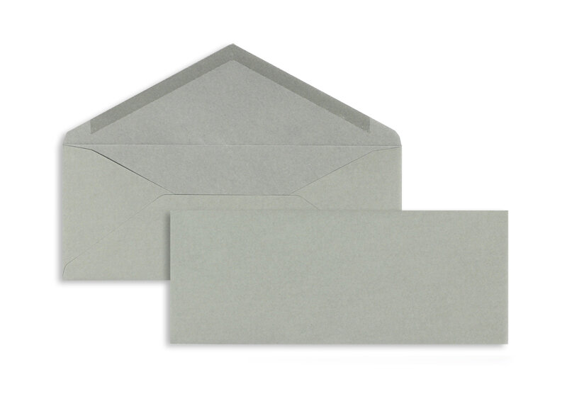 enveloppes colorées gris (ardoise) 95 x 235 mm | 120 g/m² velin | sans fenêtre | fermeture gommée | rabat pointu | 100 pièces